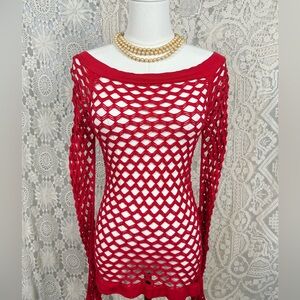 Red Fishnet Long Sleeve